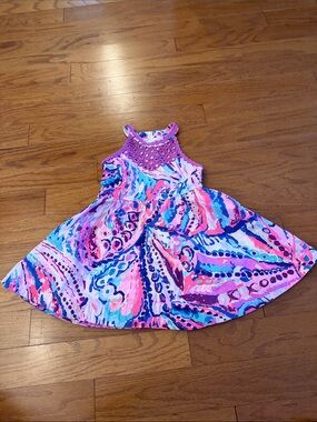 Lilly Pulitzer Pink Purple Multi Swirl Print Girls Dress